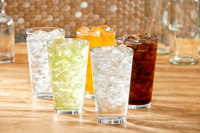 Group of soda in glasses with Manitowoc ice